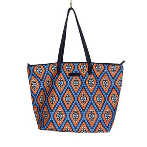 NWOT Vera Bradley Tote Bag Marrakesh Blue Orange Geometric Pattern Large Market